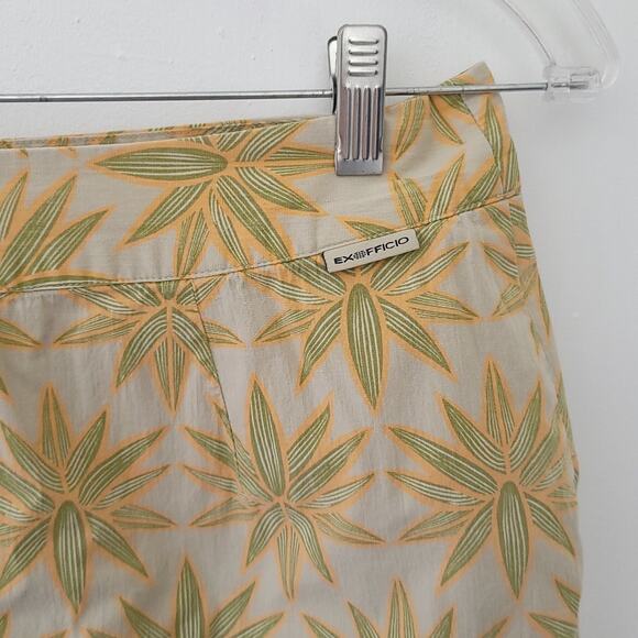 ExOfficio Printed Skort Tan Floral Pockets Hidden Shorts Side Zip Women 8 - Picture 4 of 10